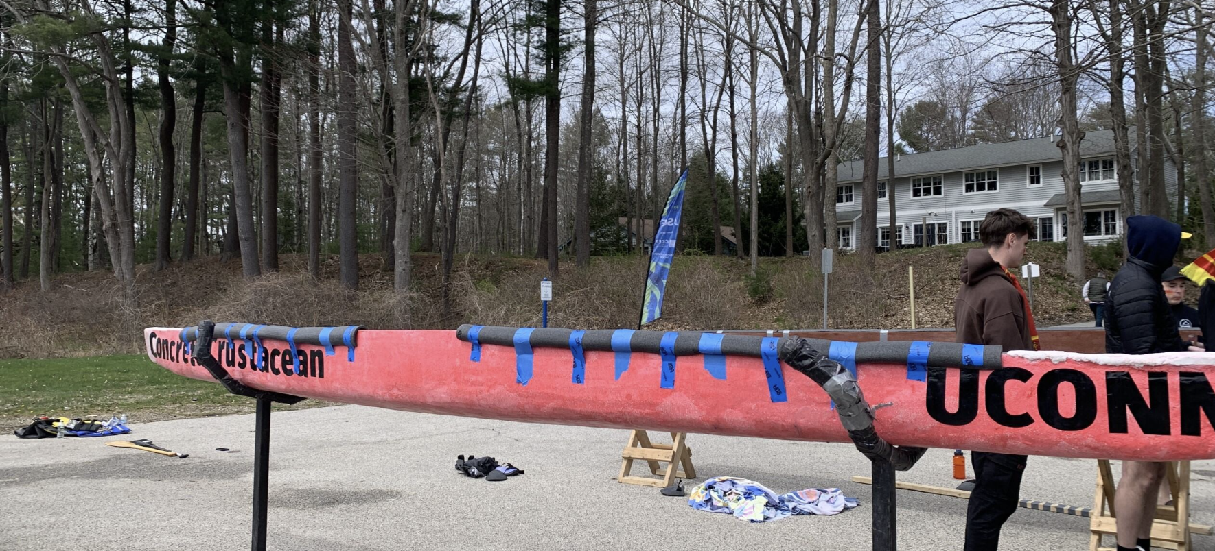 the concrete crustacean canoe displayed at competition